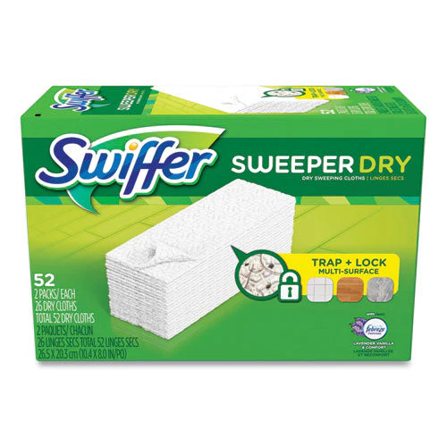 Dry Refill Cloths, 1-ply, 10.63" X 8", Lavender And Vanilla, White, 52/box - Image 1