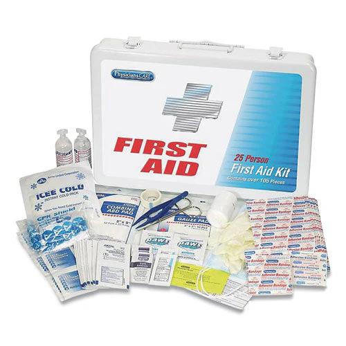 First Aid Kit For Up To 25 People, 125 Pieces, Metal Case - Image 1