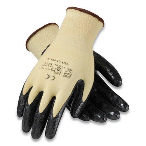 Kev Seamless Knit Kevlar Gloves, Small, Yellow/black, 12 Pairs - Image 1
