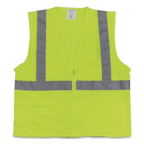 Ansi Class 2 Two-pocket Zipper Mesh Safety Vest, X-large, Hi-viz Lime Yellow - Image 1