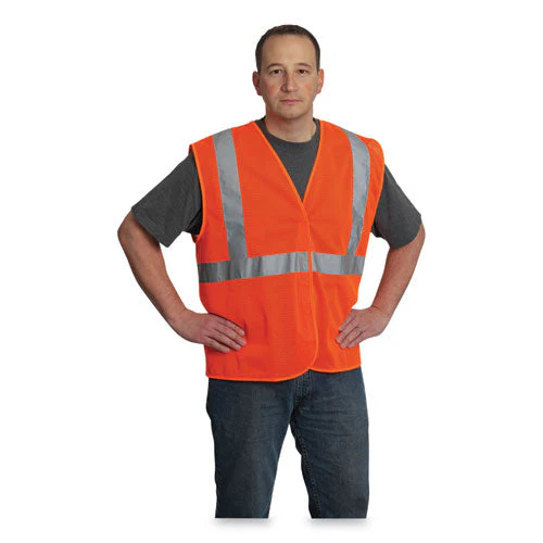 Ansi Class 2 Hook And Loop Safety Vest, X-large, Hi-viz Orange - Image 1