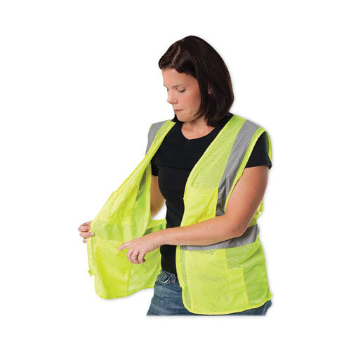 Ansi Class 2 Four Pocket Zipper Safety Vest, Polyester Mesh, 3x-large, Hi-viz Lime Yellow - Image 3
