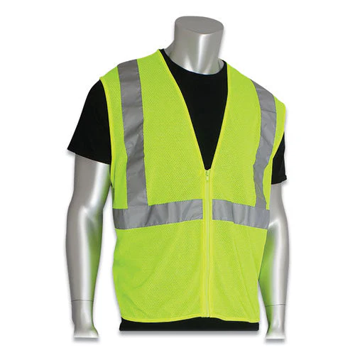 Zipper Safety Vest, Large, Hi-viz Lime Yellow - Image 1