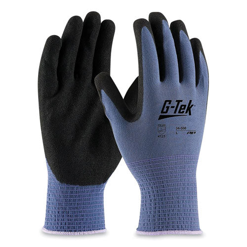 Gp Nitrile-coated Nylon Gloves, Large, Blue/black, 12 Pairs - Image 1