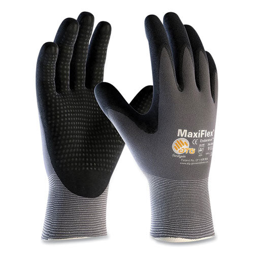 Endurance Seamless Knit Nylon Gloves, Large (size 9), Gray/black, 12 Pairs - Image 2