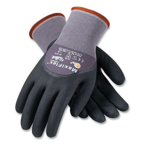 Ultimate Seamless Knit Nylon Gloves, Nitrile Coated Microfoam Grip On Palm, Fingers And Knuckles, X-large, Gray, 12 Pairs - Image 1