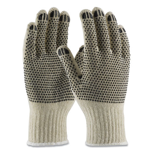 Pvc-dotted Cotton/polyester Work Gloves, Large, Gray/black, 12 Pairs - Image 1