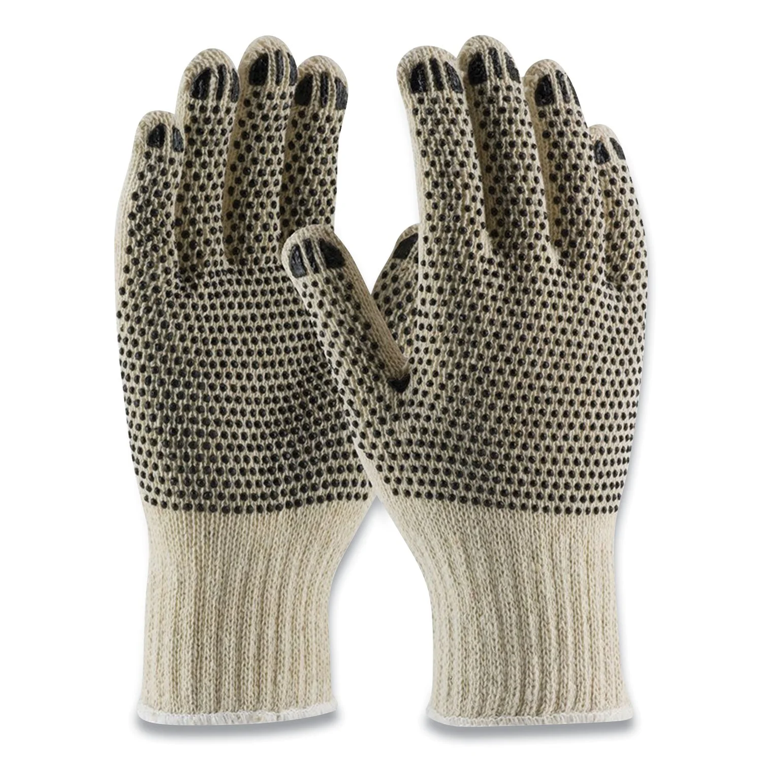 Pvc-dotted Cotton/polyester Work Gloves, Small, Gray/black, 12 Pairs - Image 1