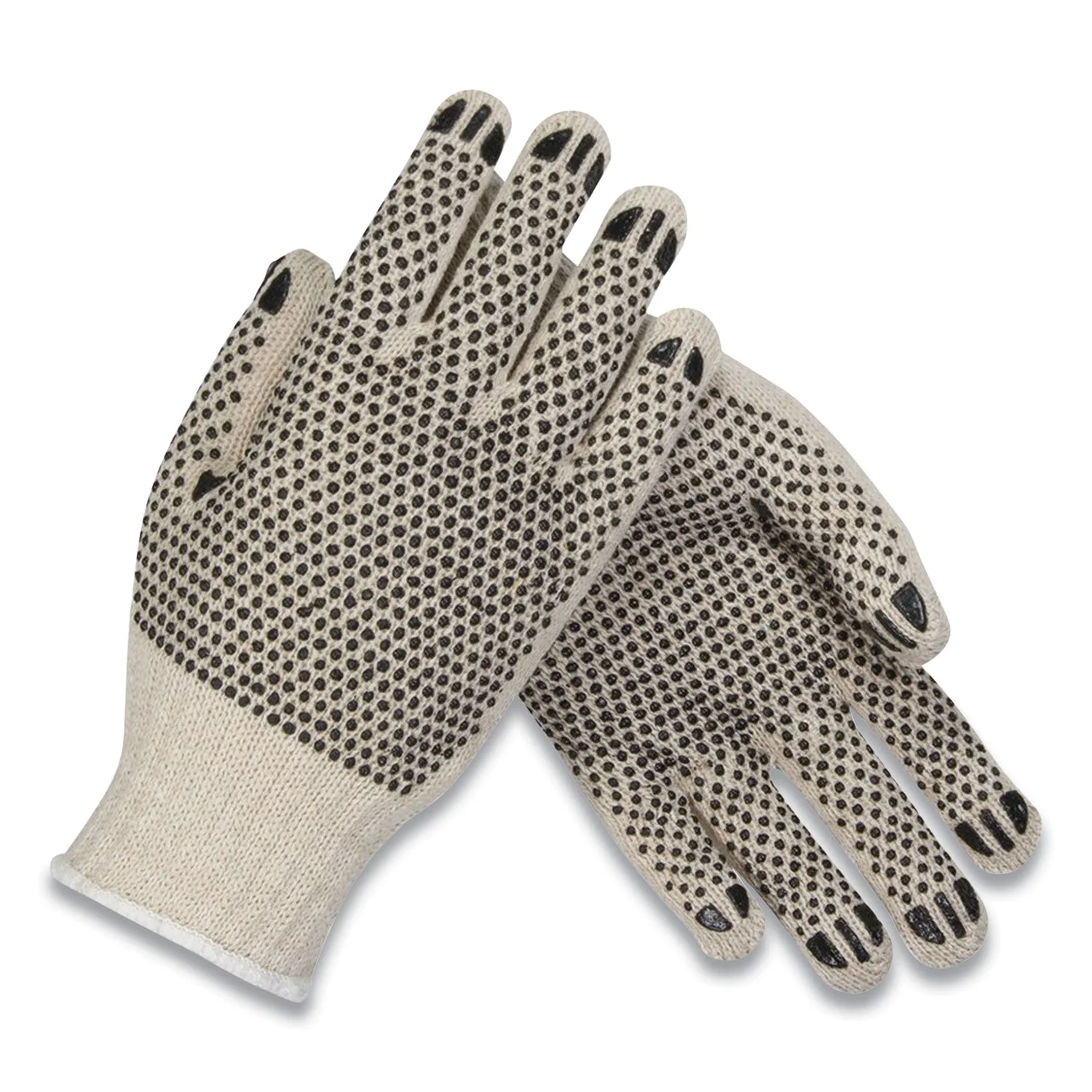 Pvc-dotted Cotton/polyester Work Gloves, Small, Gray/black, 12 Pairs - Image 2