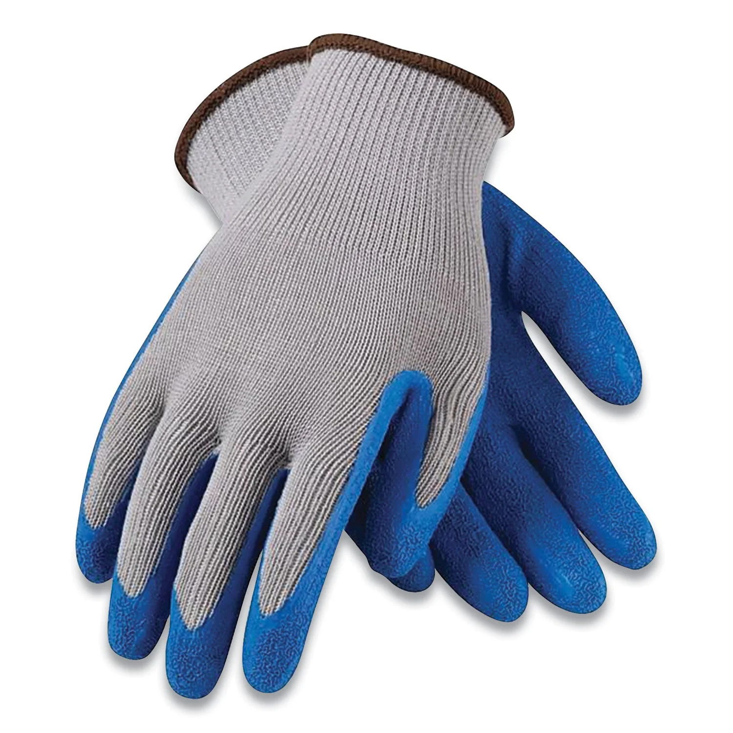 Gp Latex-coated Cotton/polyester Gloves, Medium, Gray/blue, 12 Pairs - Image 1