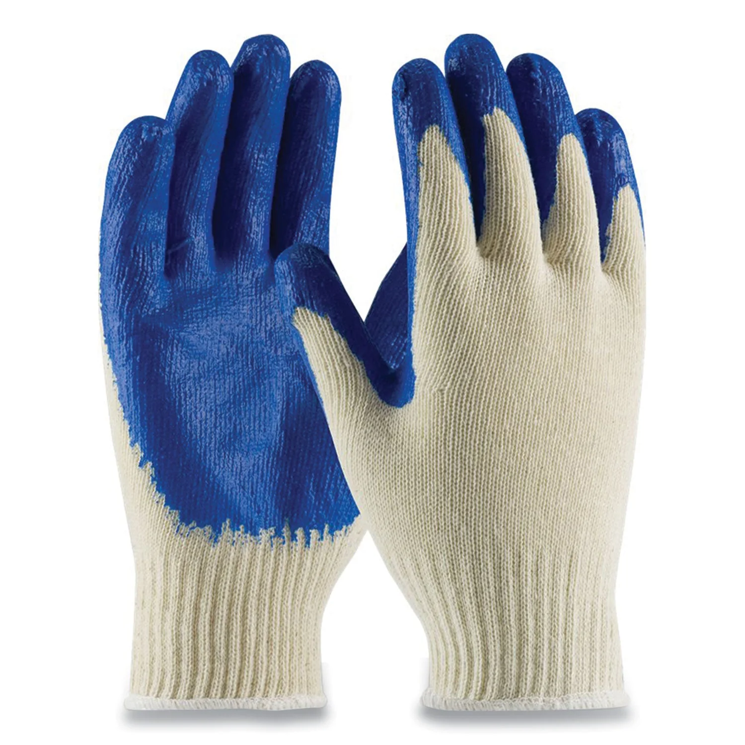 Seamless Knit Cotton/polyester Gloves, Regular Grade, Small, Natural/blue, 12 Pairs - Image 1