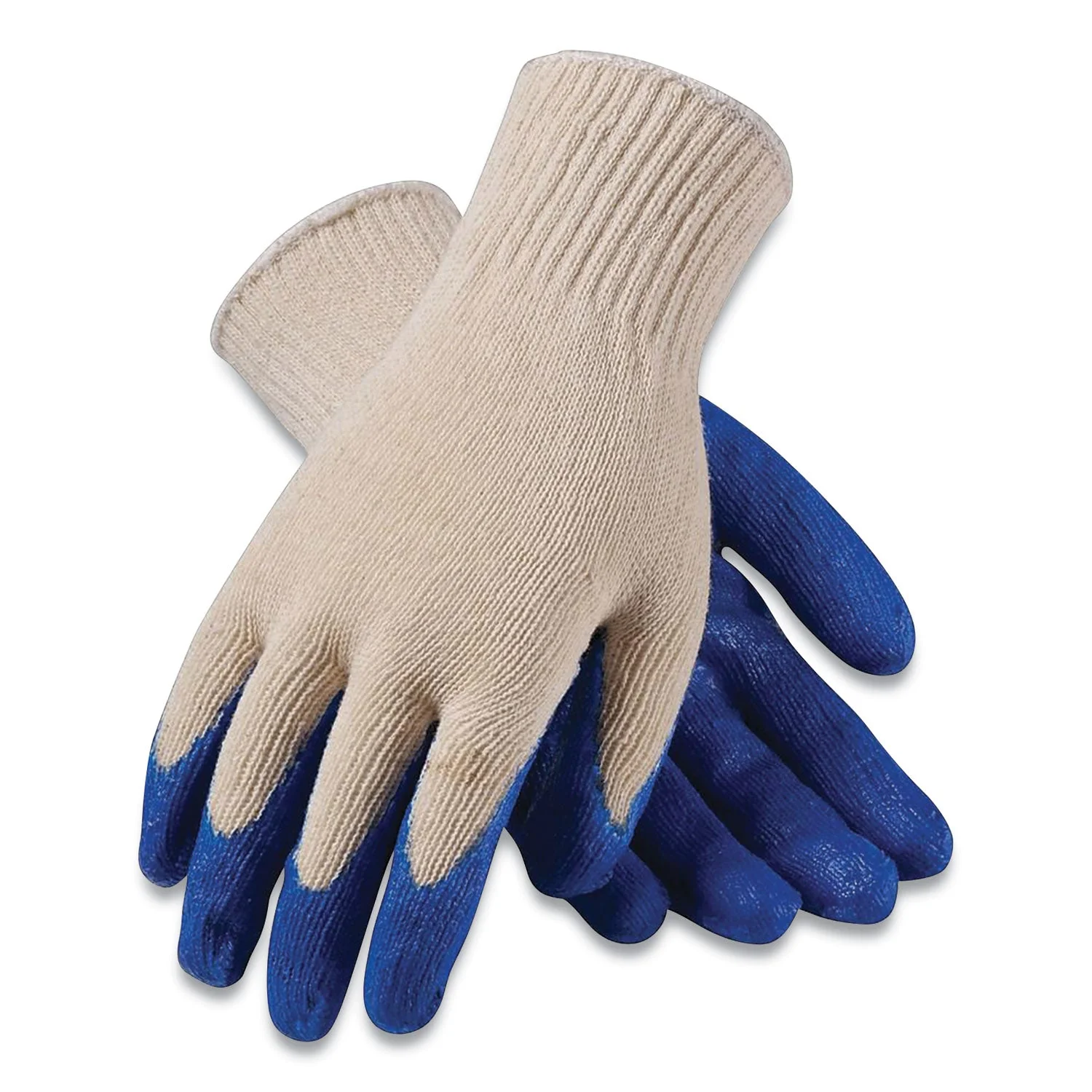 Seamless Knit Cotton/polyester Gloves, Regular Grade, Small, Natural/blue, 12 Pairs - Image 2