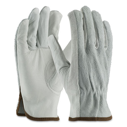 Top-grain Leather Drivers Gloves With Shoulder-split Cowhide Leather Back, Large, Gray - Image 1