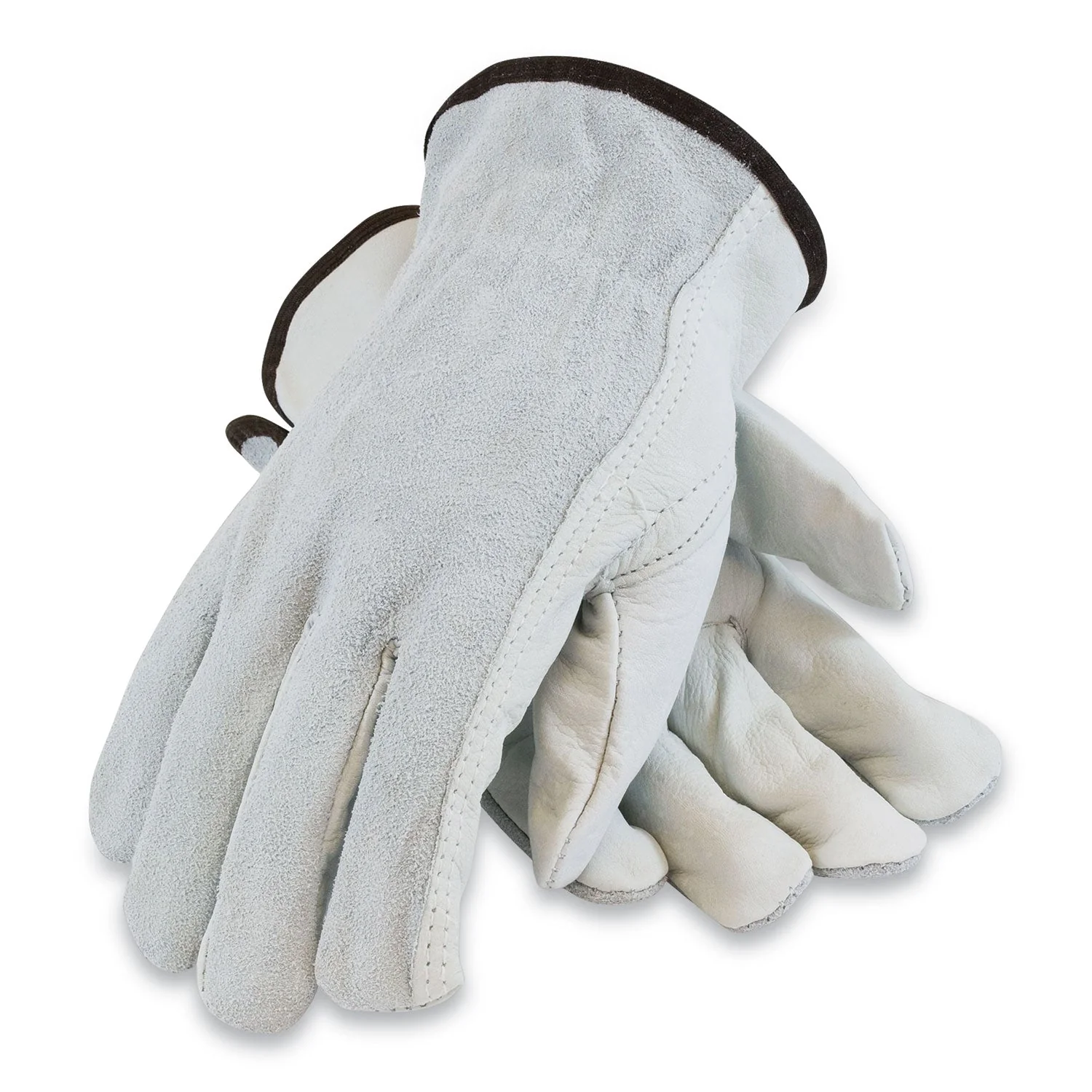 Top-grain Leather Drivers Gloves With Shoulder-split Cowhide Leather Back, Medium, Gray - Image 1