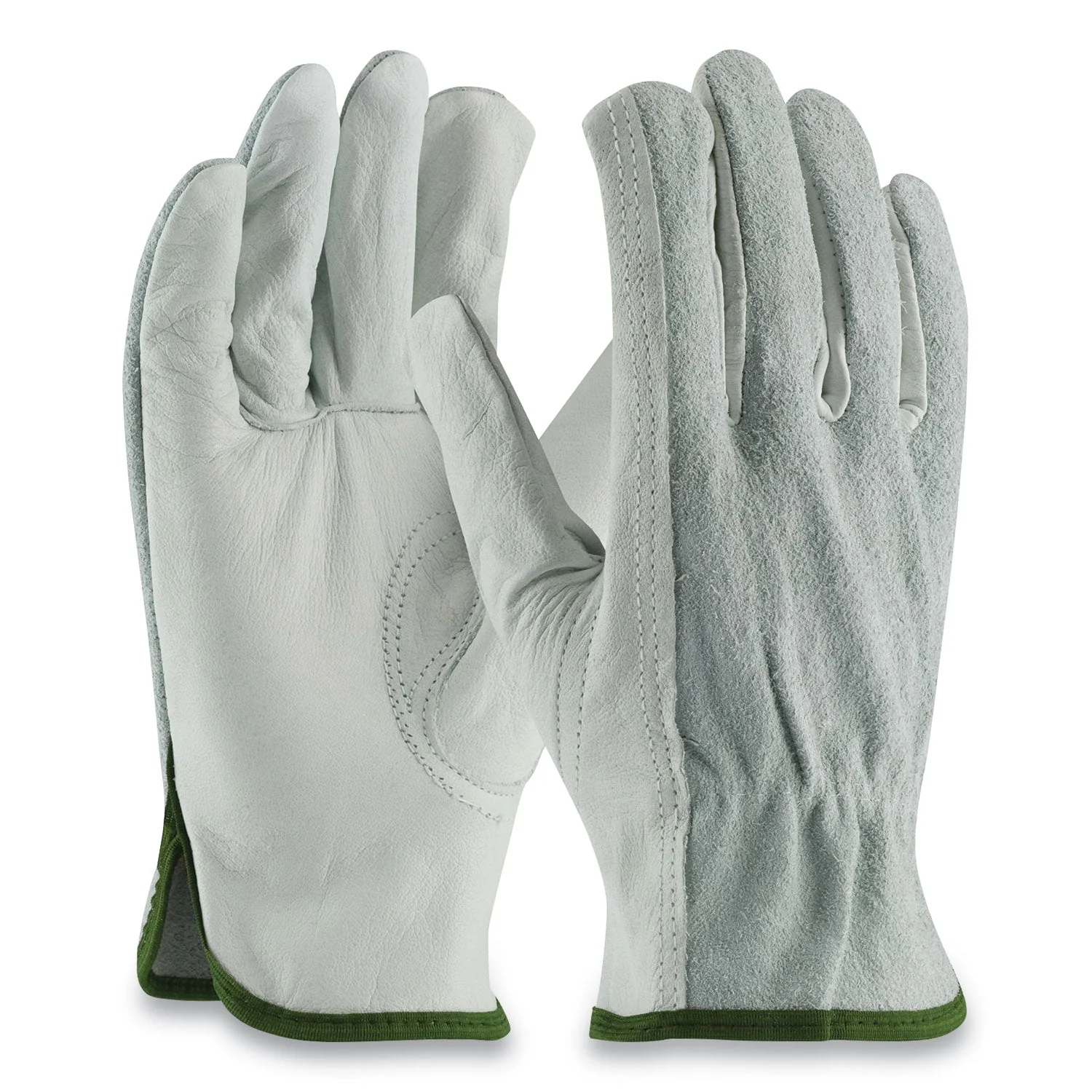 Top-grain Leather Drivers Gloves With Shoulder-split Cowhide Leather Back, Medium, Gray - Image 2