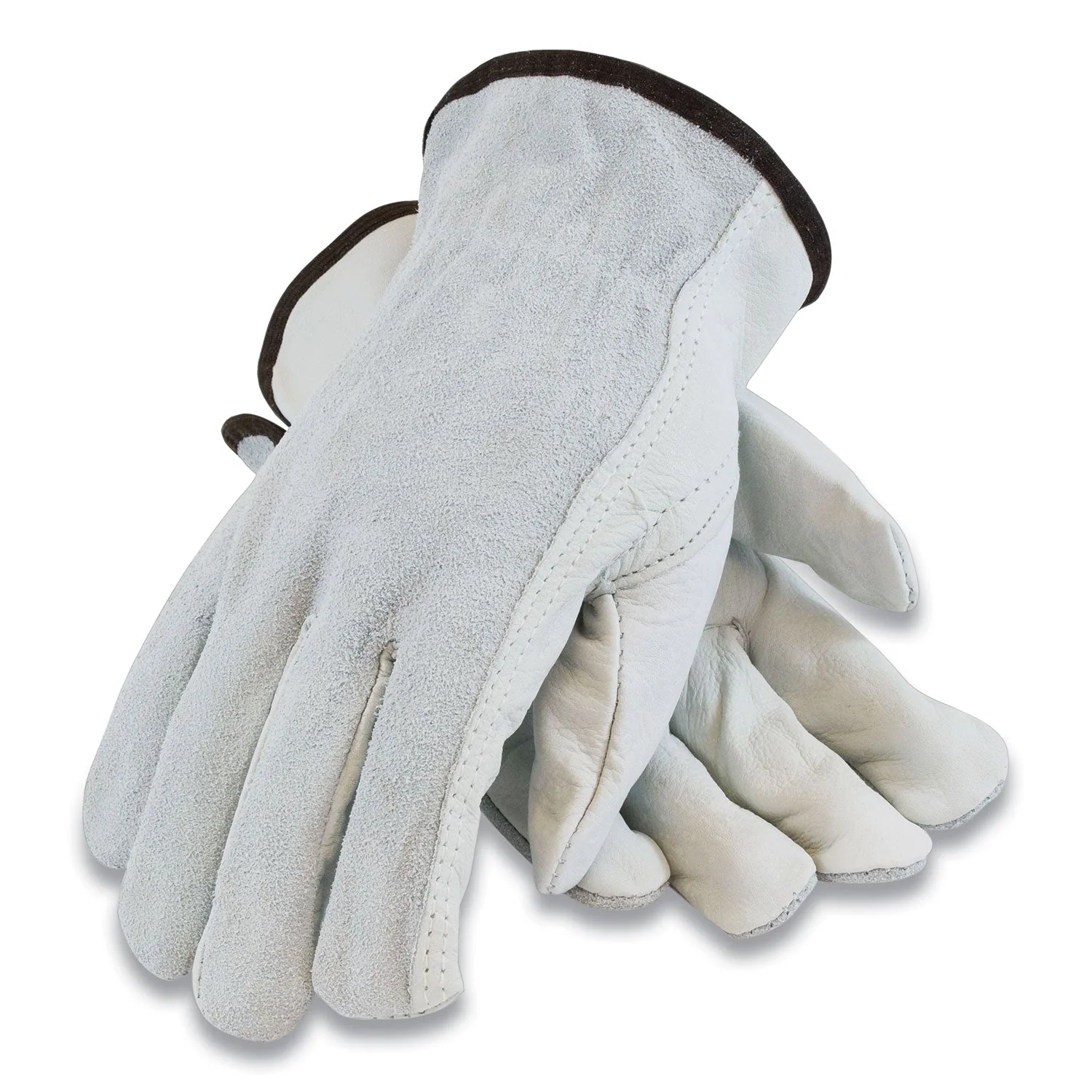 Top-grain Leather Drivers Gloves With Shoulder-split Cowhide Leather Back, Small, Gray - Image 1