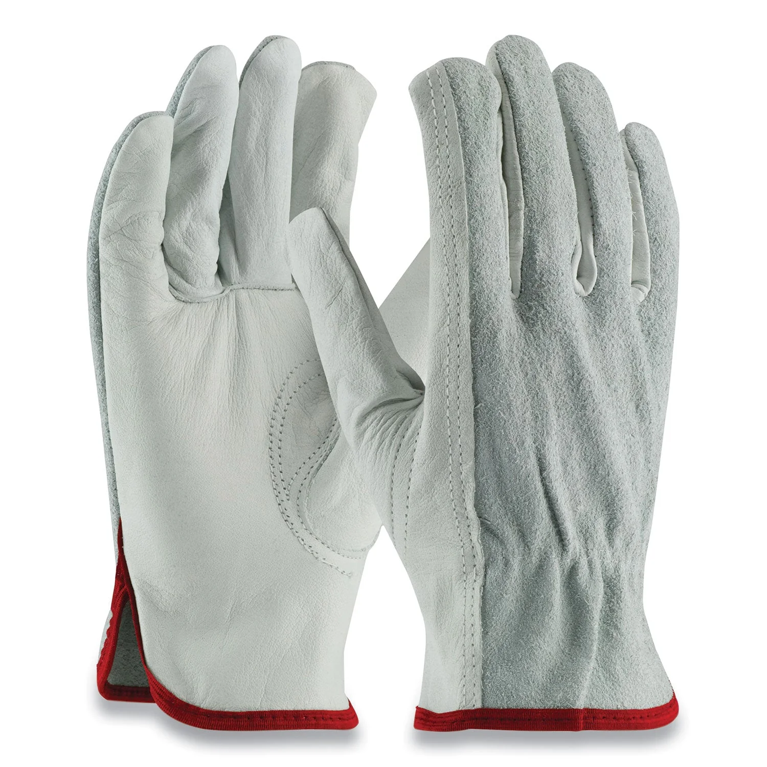 Top-grain Leather Drivers Gloves With Shoulder-split Cowhide Leather Back, Small, Gray - Image 2