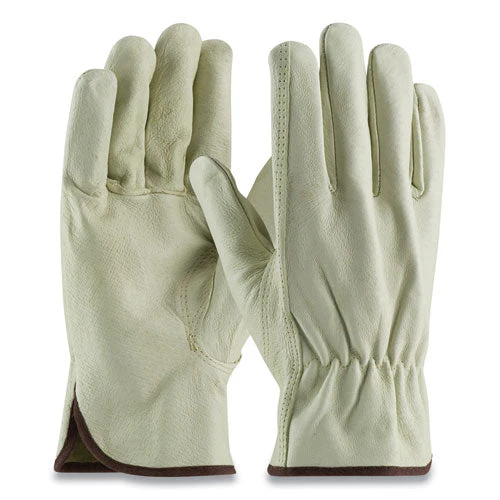 Top-grain Pigskin Leather Drivers Gloves, Economy Grade, Large, Gray - Image 1