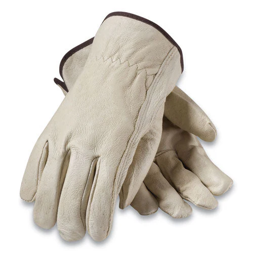 Top-grain Pigskin Leather Drivers Gloves, Economy Grade, Medium, Gray - Image 1