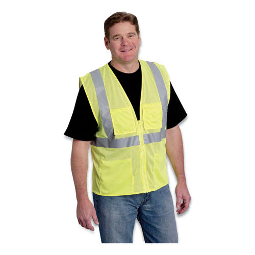 Ansi Class 2 Four Pocket Zipper Safety Vest, Polyester Mesh, 5x-large, Hi-viz Lime Yellow - Image 2
