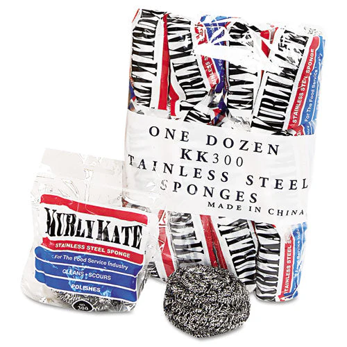 Stainless Steel Scrubbers, Medium, 3.5 X 3.5, Steel Gray, 12/pack, 12 Packs/carton - Image 1
