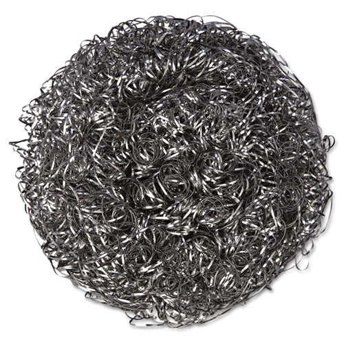 Stainless Steel Scrubbers, Large, 4 X 4, Steel Gray, 12 Scrubbers/pack, 6 Packs/carton - Image 1