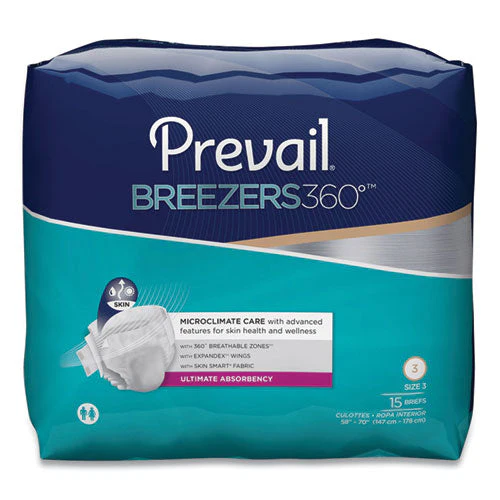 Breezers360 Degree Briefs, Ultimate Absorbency, Size 3, 58" To 70" Waist, 60/carton - Image 1