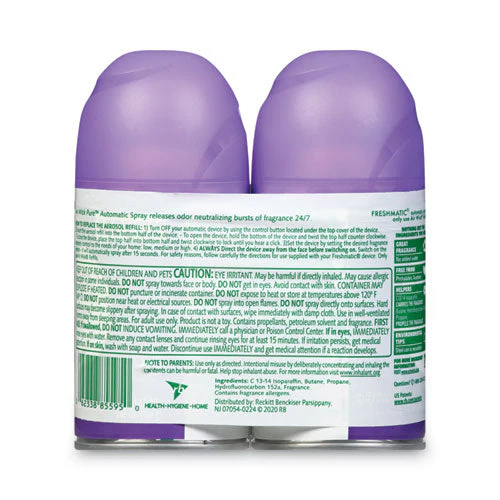 Freshmatic Ultra Spray Refill, Lavender/chamomile, 5.89 Oz Aerosol Spray, 2/pack, 3 Packs/carton - Image 2