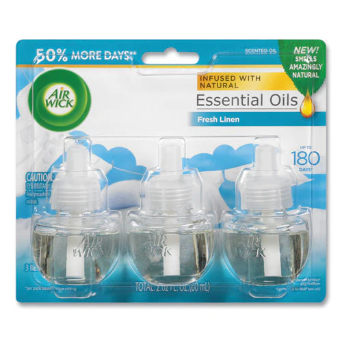 Scented Oil Refill, Warming - Fresh Linen, 0.67 Oz, 3/pack, 6 Packs/carton - Image 1