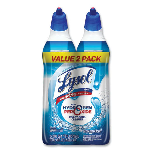 Toilet Bowl Cleaner With Hydrogen Peroxide, Ocean Fresh, 24 Oz Angle Neck Bottle, 2/pack, 4 Packs/carton - Image 1