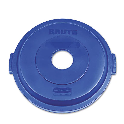 Bottle/can Recycling Top For Brute 32 Gal Containers, Round Openings, 9.8w X 22.9d X 22.3h, Blue - Image 1
