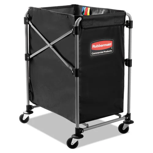 One-compartment Collapsible X-cart, Synthetic Fabric, 4.98 Cu Ft Bin, 20.33" X 24.1" X 34", Black/silver - Image 1