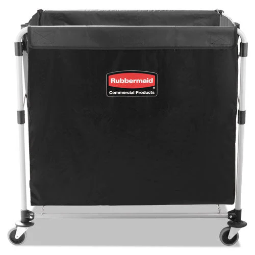 One-compartment Collapsible X-cart, Synthetic Fabric, 9.96 Cu Ft Bin, 24.1" X 35.7" X 34", Black/silver - Image 1