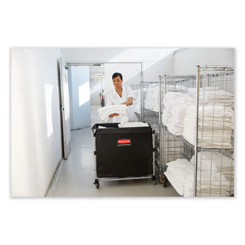 One-compartment Collapsible X-cart, Synthetic Fabric, 9.96 Cu Ft Bin, 24.1" X 35.7" X 34", Black/silver - Image 2