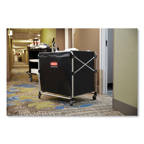 One-compartment Collapsible X-cart, Synthetic Fabric, 9.96 Cu Ft Bin, 24.1" X 35.7" X 34", Black/silver - Image 3