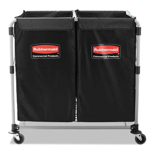 Two-compartment Collapsible X-cart, Synthetic Fabric, 2.49 Cu Ft Bins, 24.1" X 35.7" X 34", Black/silver - Image 1