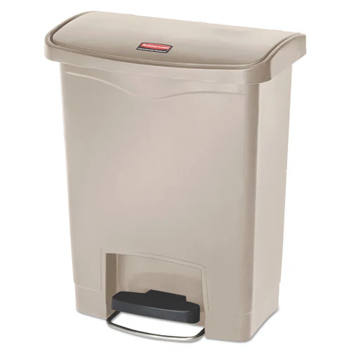 Streamline Resin Step-on Container, Front Step Style, 8 Gal, Polyethylene, Beige - Image 1