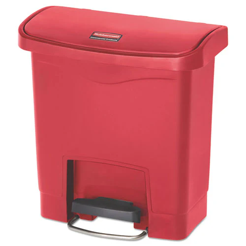Streamline Resin Step-on Container, Front Step Style, 4 Gal, Polyethylene, Red - Image 1