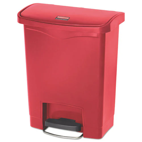 Streamline Resin Step-on Container, Front Step Style, 8 Gal, Polyethylene, Red - Image 1
