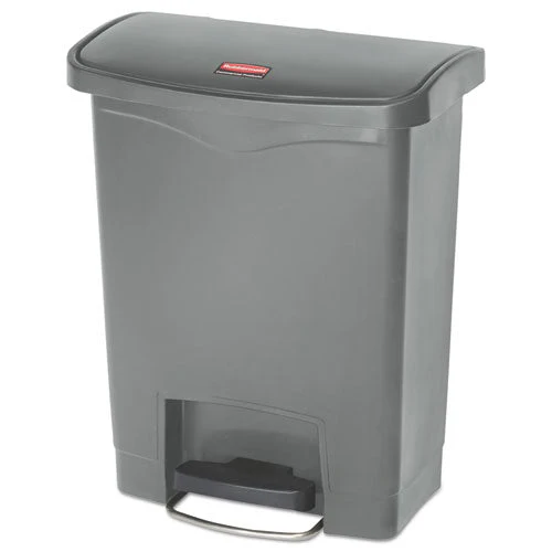 Streamline Resin Step-on Container, Front Step Style, 8 Gal, Polyethylene, Gray - Image 1