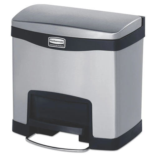Slim Jim Stainless Steel Step-on Container, Front Step Style, 4 Gal, Stainless Steel, Black - Image 1