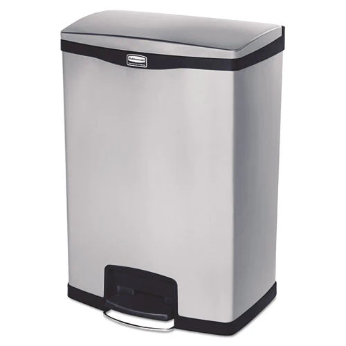 Slim Jim Stainless Steel Step-on Container, Front Step Style, 24 Gal, Stainless Steel, Black - Image 1