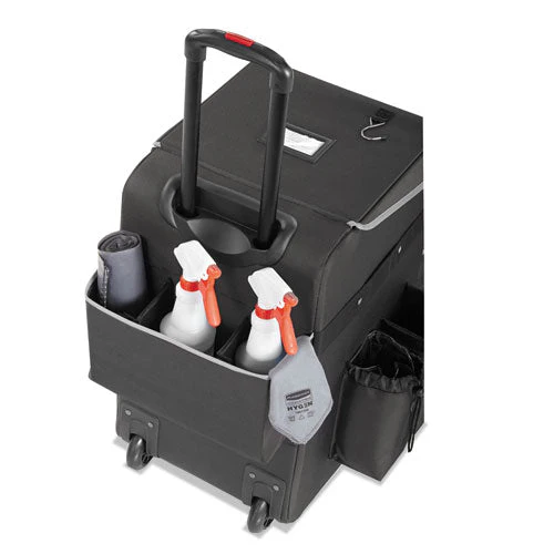 Executive Quick Clean Janitorial Cart, Synthetic Fabric, 16 Compartments, 14.25" X 16.5" X 25", Dark Gray - Image 3