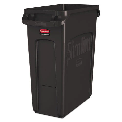 Slim Jim With Venting Channels, 16 Gal, Plastic, Black - Image 1