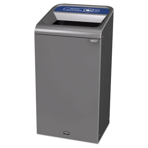 Configure Indoor Recycling Waste Receptacle, Mixed Recycling, 23 Gal, Metal, Gray - Image 1