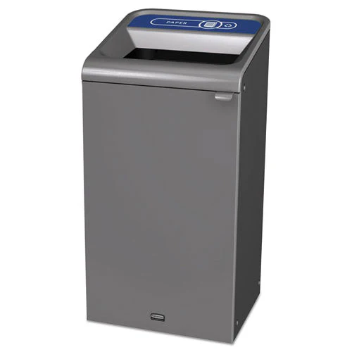 Configure Indoor Recycling Waste Receptacle, Paper Recycling, 23 Gal, Metal, Gray - Image 1
