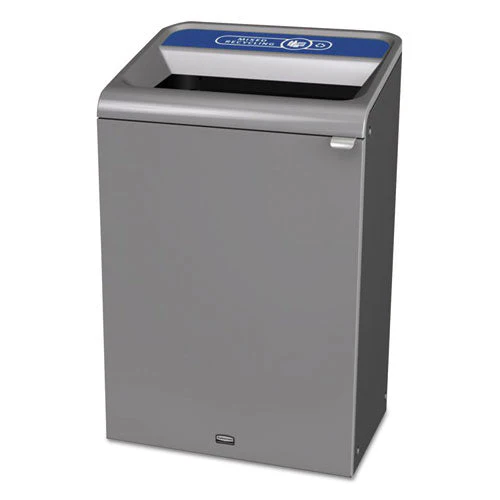 Configure Indoor Recycling Waste Receptacle, Mixed Recycling, 33 Gal, Metal, Gray - Image 1
