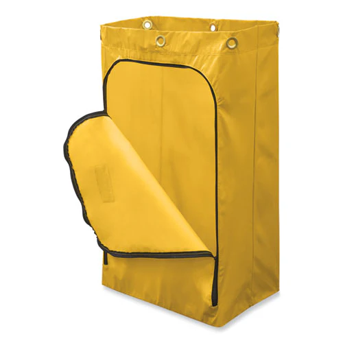 Zippered Vinyl Cleaning Cart Bag, 24 Gal, , 17.25" X 30.5", Yellow - Image 2