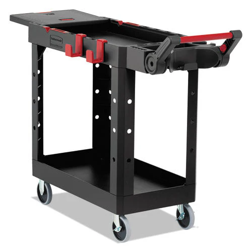 Heavy Duty Adaptable Utility Cart, Plastic, 2 Shelves, 500 Lb Capacity, 17.8" X 46.2" X 36", Black - Image 1