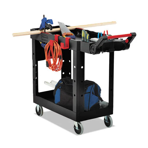 Heavy Duty Adaptable Utility Cart, Plastic, 2 Shelves, 500 Lb Capacity, 17.8" X 46.2" X 36", Black - Image 3